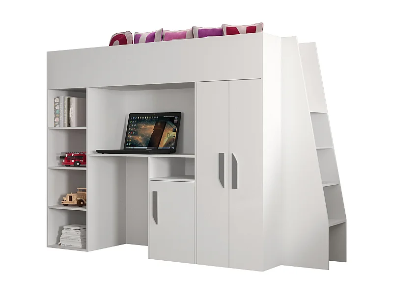 PARTY 15 Stapelbed 230/165/95 (wit/wit/grijs)