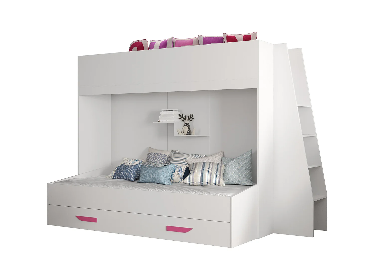 PARTY 17 Lit superposé 247/165/135 (blanc/blanc/rose)