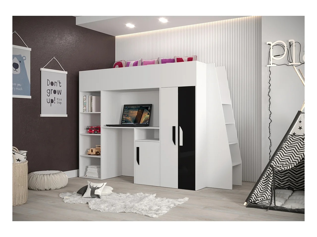 PARTY 15 Lit superposé  230/165/95 (blanc/noir)