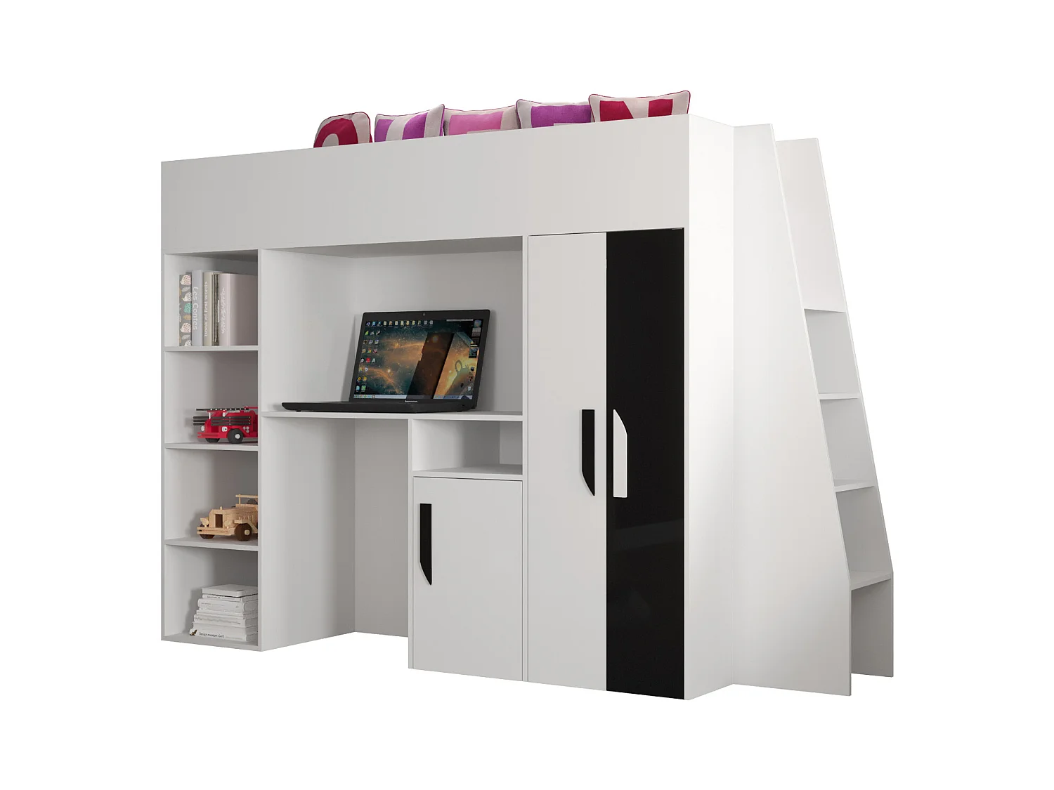 PARTY 15 Stapelbed 230/165/95 (wit/zwart)