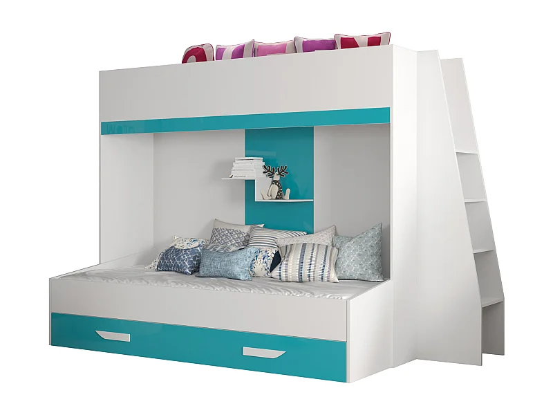 PARTY 17 Etagenbett 247/165/135 (weiß/türkis)