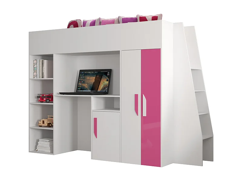 PARTY 15 Etagenbett  230/165/95 (weiß/rosa)
