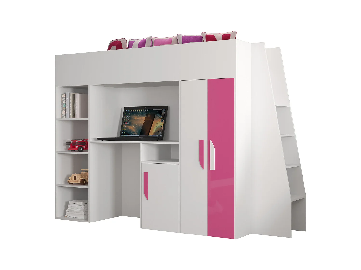 PARTY 15 Stapelbed 230/165/95 (wit/roze)