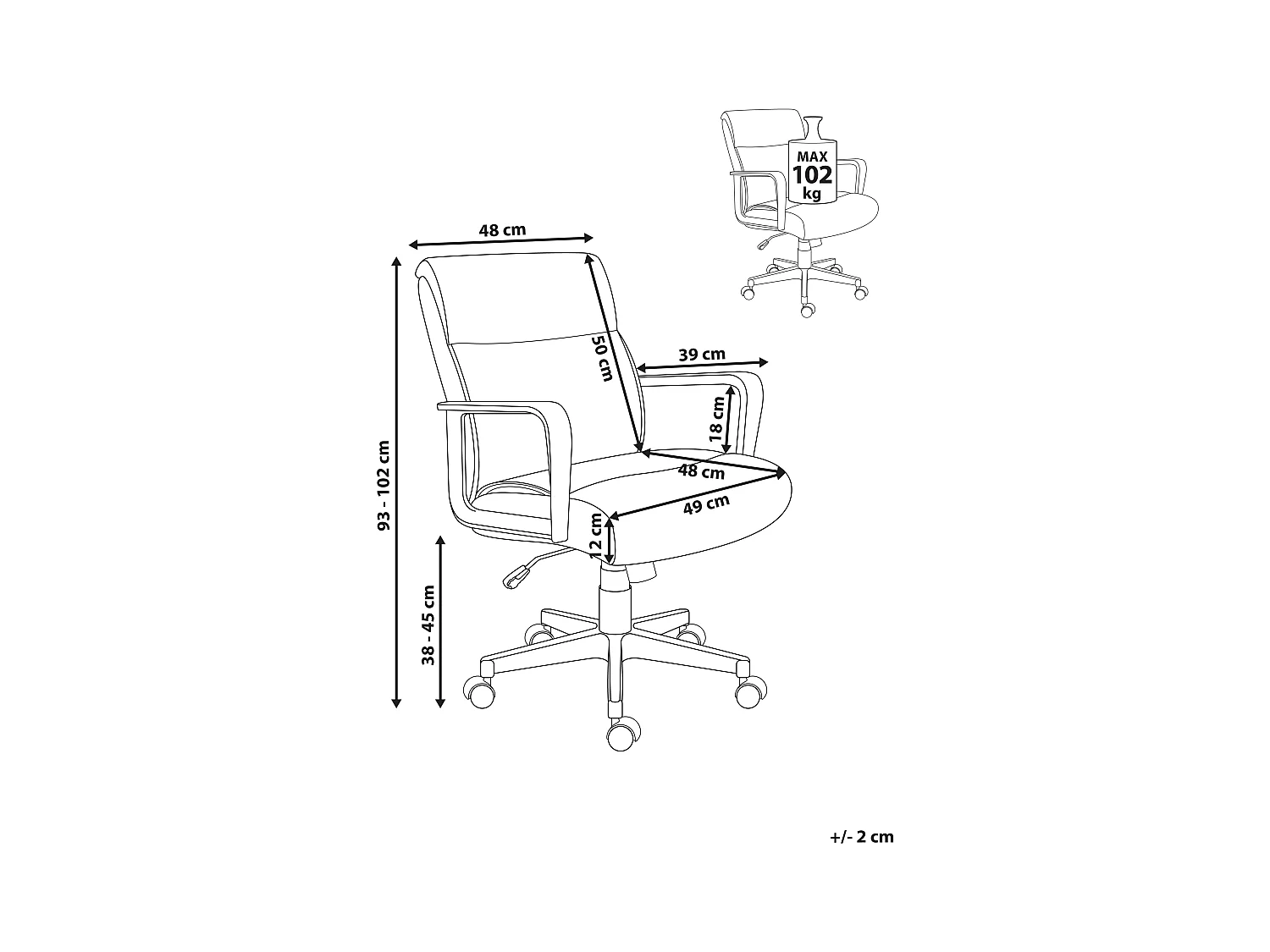 Chaise de bureau BYRON Tissu Gris