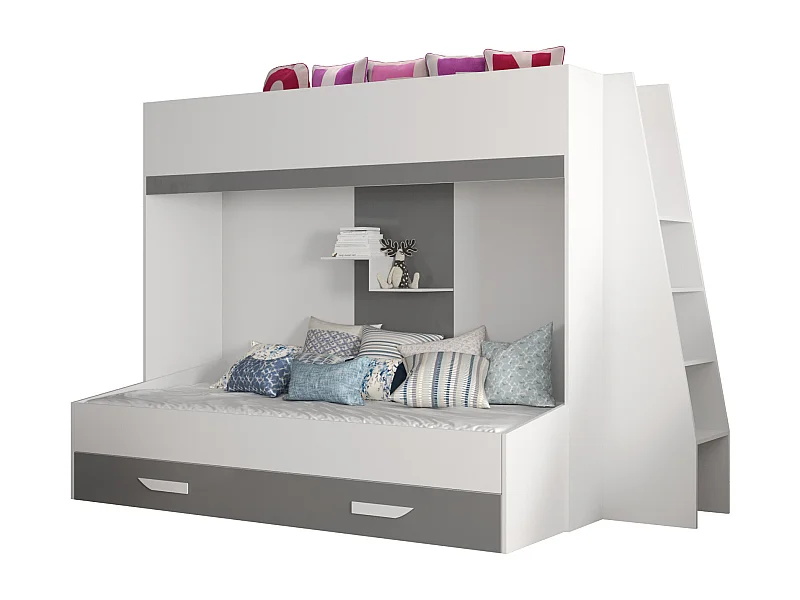 PARTY 17 Etagenbett 247/165/135 (weiß/grau)