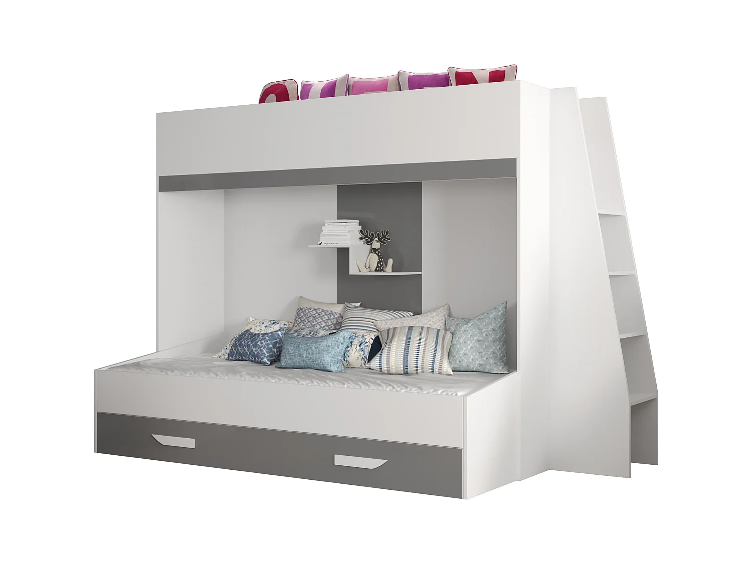 PARTY 17 Lit superposé 247/165/135 (blanc/gris)