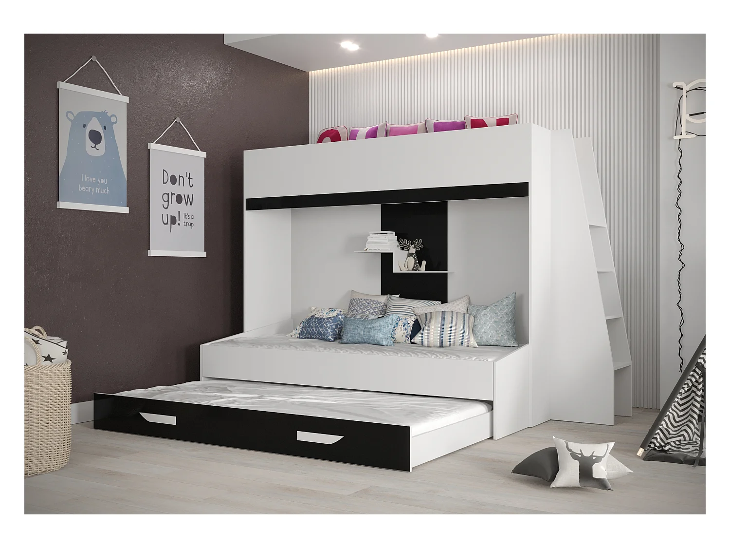 PARTY 17 Lit superposé 247/165/135 (blanc/gris)