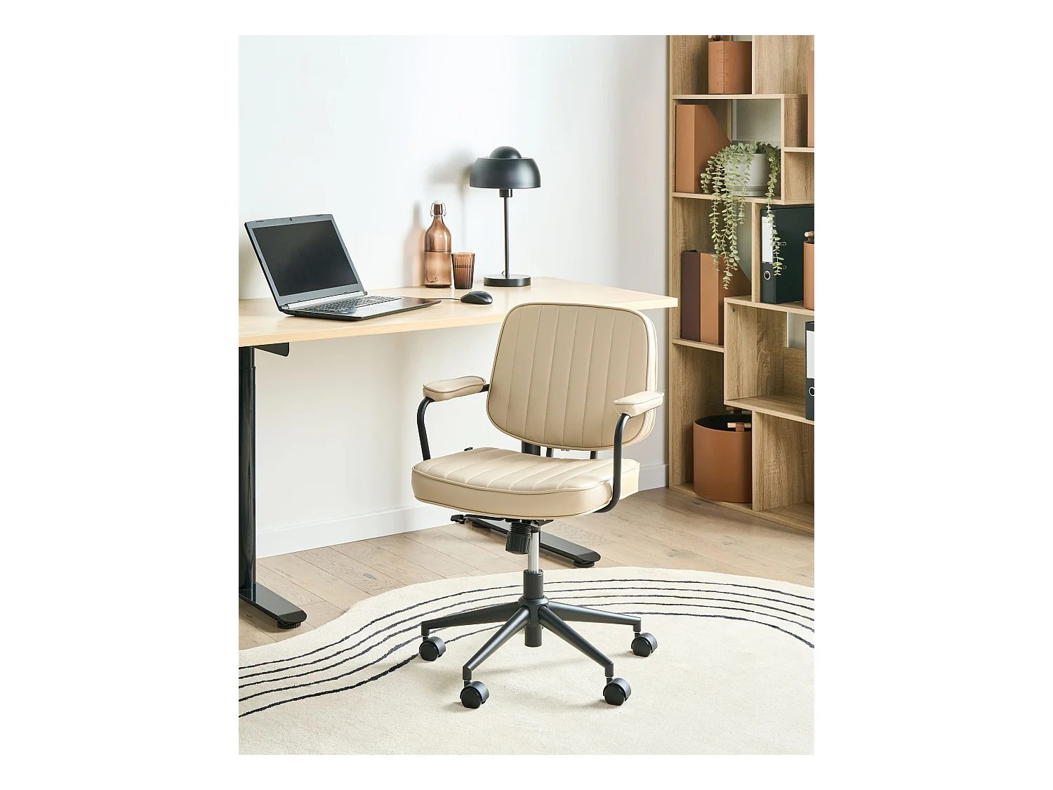 Chaise de bureau BERNE Cuir PU Beige