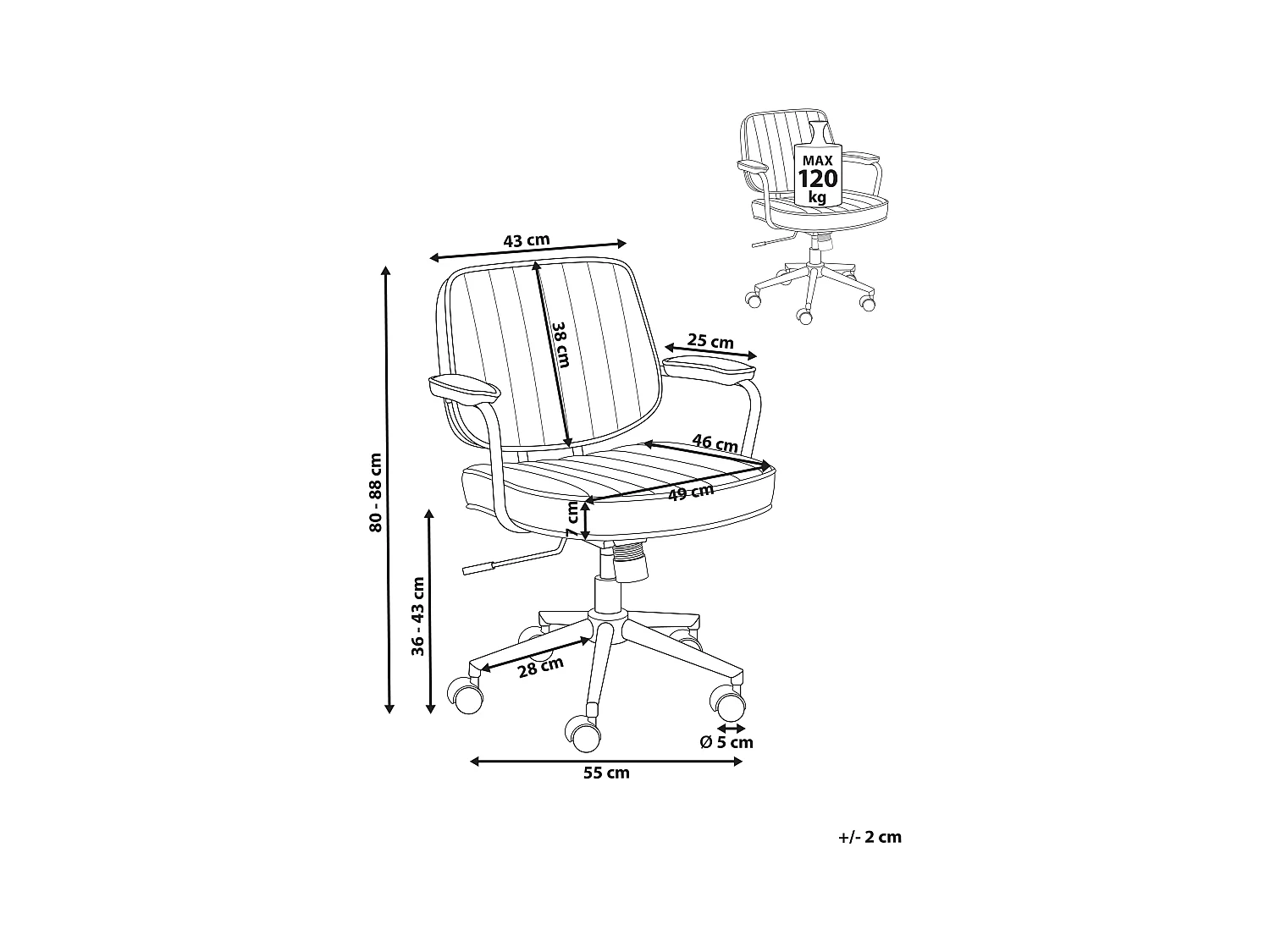 Chaise de bureau BERNE Cuir PU Beige