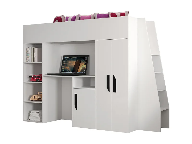 PARTY 15 Etagenbett  230/165/95 (weiß/weiß/schwarz)