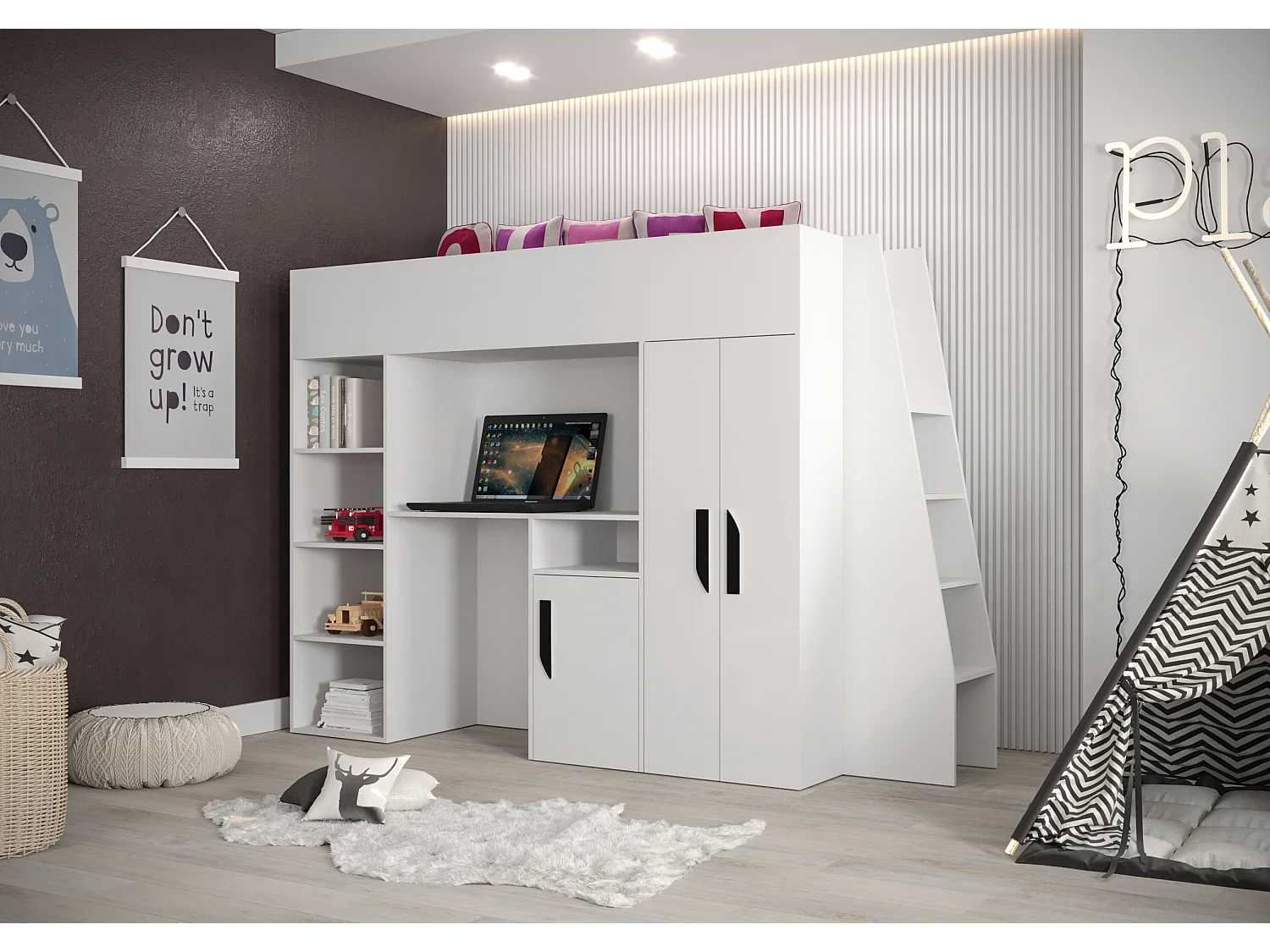 PARTY 15 Lit superposé  230/165/95 (blanc/blanc/noir)