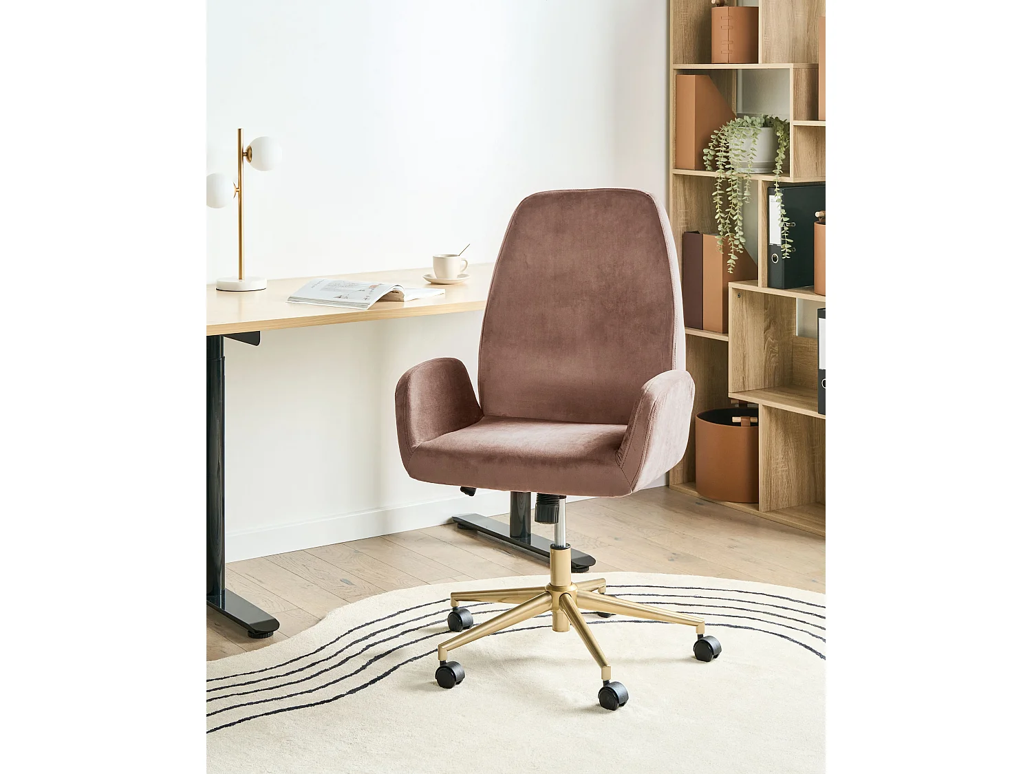 Chaise de bureau CLARE Velours Marron