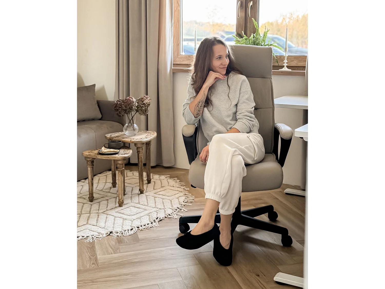 Fauteuil de bureau GURU Cuir PU Beige