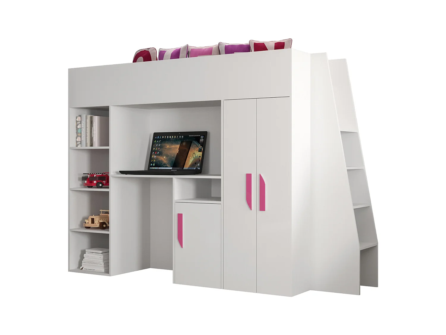 PARTY 15 Lit superposé  230/165/95 (blanc/blanc/rose)