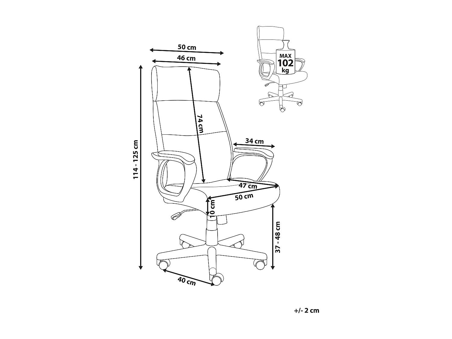 Fauteuil de bureau GURU Cuir PU Noir