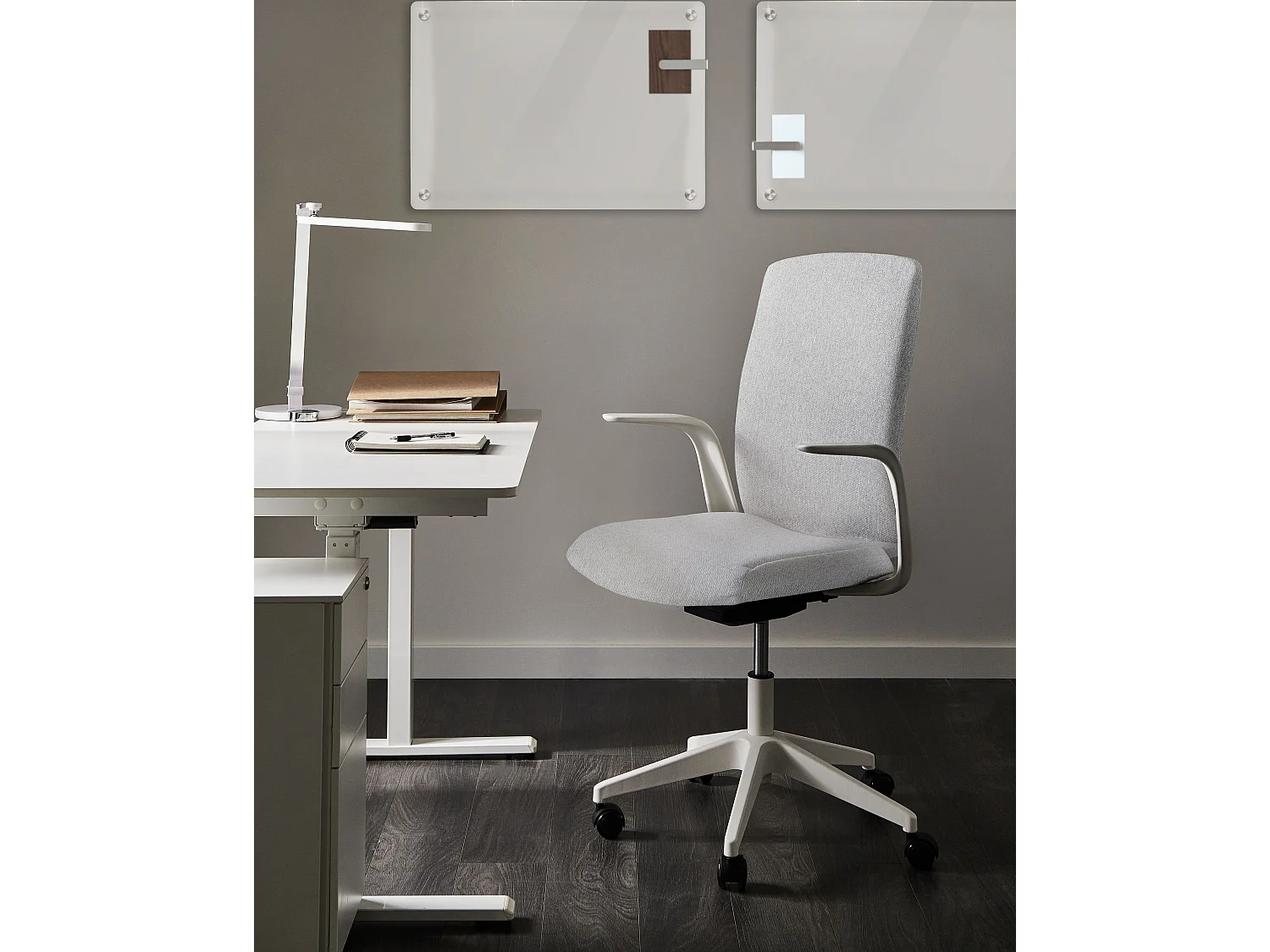 Chaise de bureau CAPTAIN Tissu Gris clair