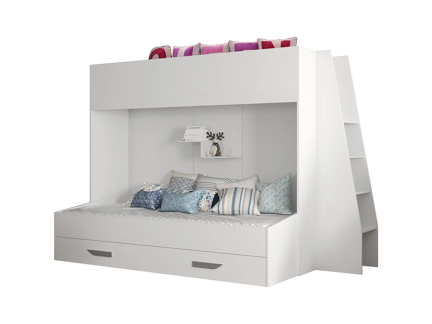 PARTY 17 Lit superposé 247/165/135 (blanc/blanc/gris)