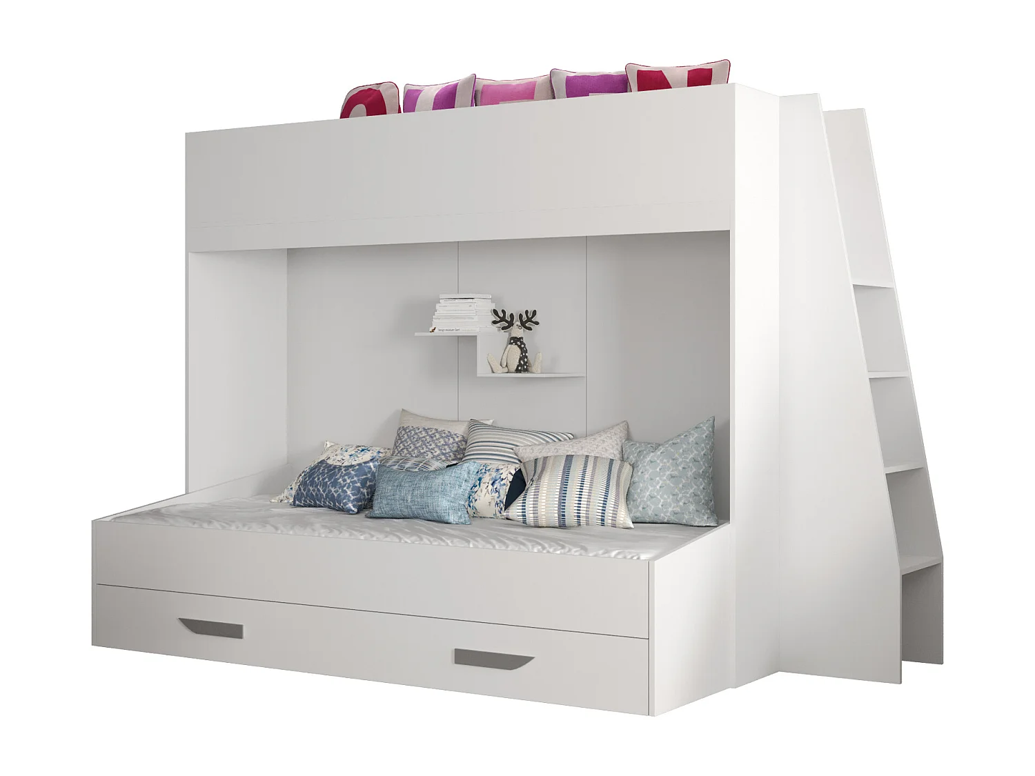 PARTY 17 Lit superposé 247/165/135 (blanc/blanc/gris)