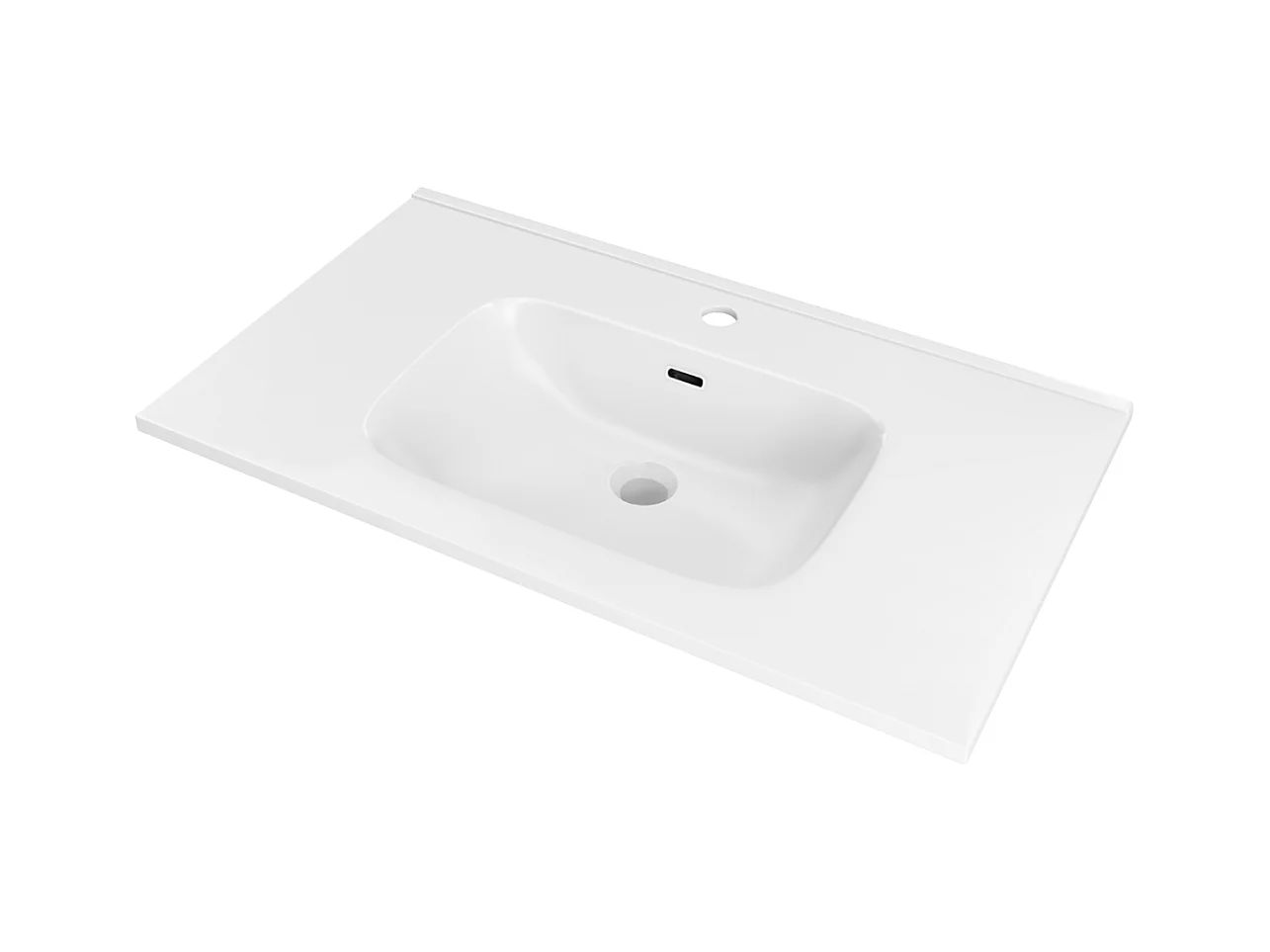 Meuble Salle de Bain POLE (101 cm x H54 x P45 cm), Plan Vasque Céramique WM, 2 Tiroirs, Laqué Greige Mat