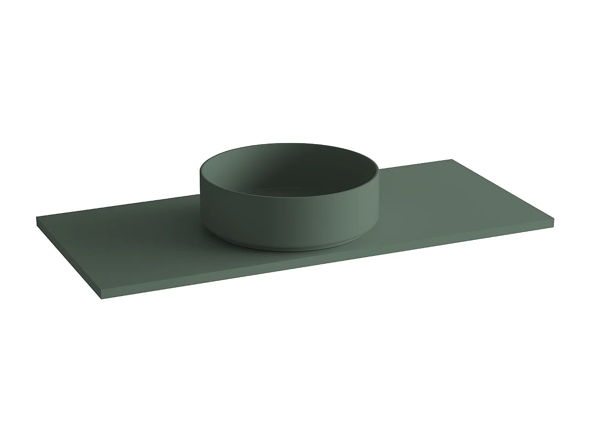 Meuble Salle de Bain POLE 80cm, Plan Vasque Marin ROLL, 2 Tiroirs, Laqué Vert Mint, H 54cm x P 45cm