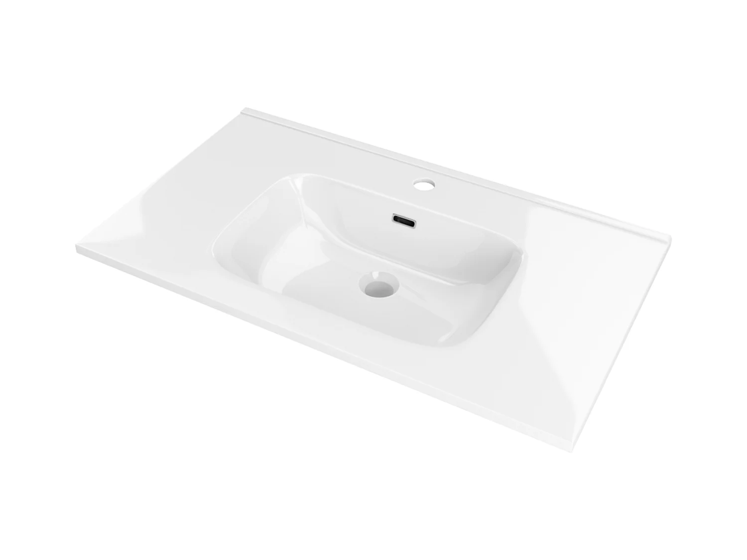 Meuble Salle de Bain POLE (61 cm x H54 x P45 cm), Plan Vasque Céramique WB, 2 Tiroirs, Laqué Vert Mint