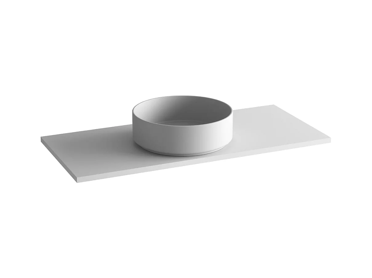 Meuble Salle de Bain POLE (61 cm x H54 x P45 cm), Plan Vasque Marin ROLL W.Mat, 2 Tiroirs, Laqué Blanc Mat