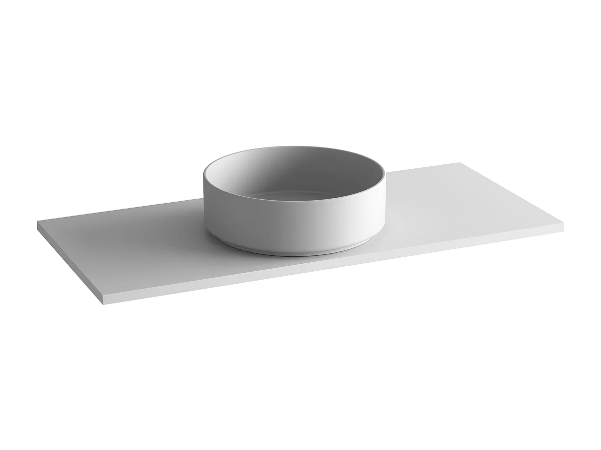 Meuble Salle de Bain POLE (61 cm x H54 x P45 cm), Plan Vasque Marin ROLL W.Mat, 2 Tiroirs, Laqué Blanc Mat