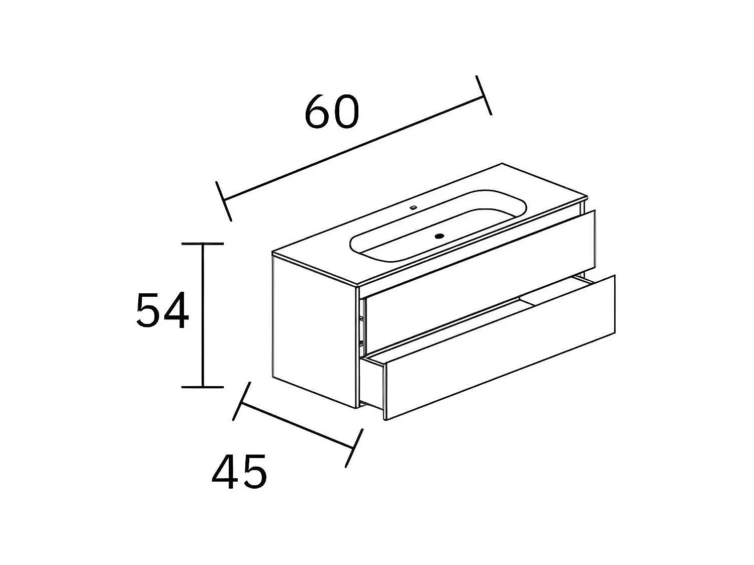 Meuble Salle de Bain POLE (81 cm x H54 x P45 cm), Plan Vasque Marin ROLL N.Mat, 2 Tiroirs, Laqué Vert Mint