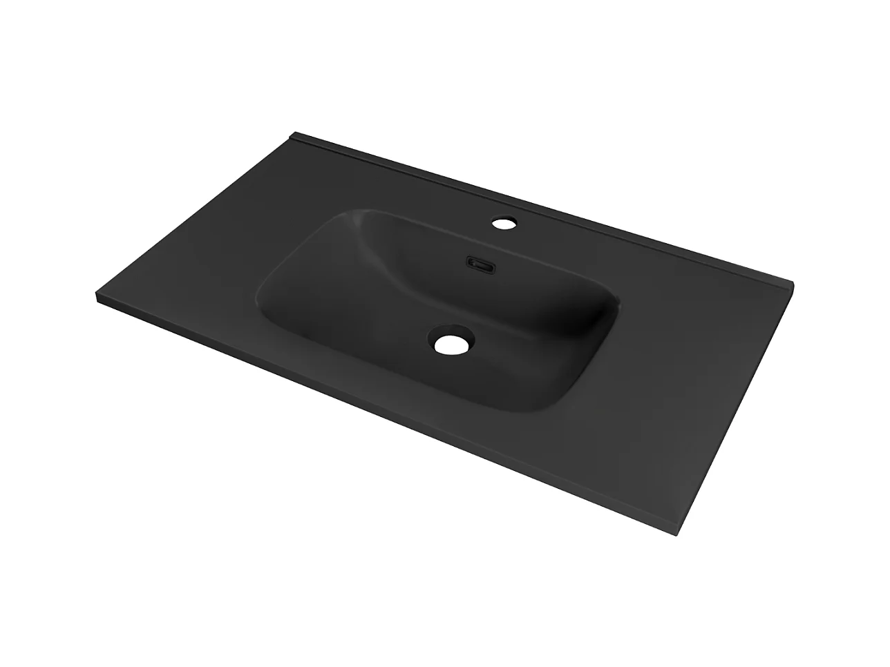 Meuble Salle de Bain COOL  (61 cm x H54 x P45 cm), Plan Vasque Céramique NM, 2 Tiroirs, Laqué Blanc Mat/Noyer