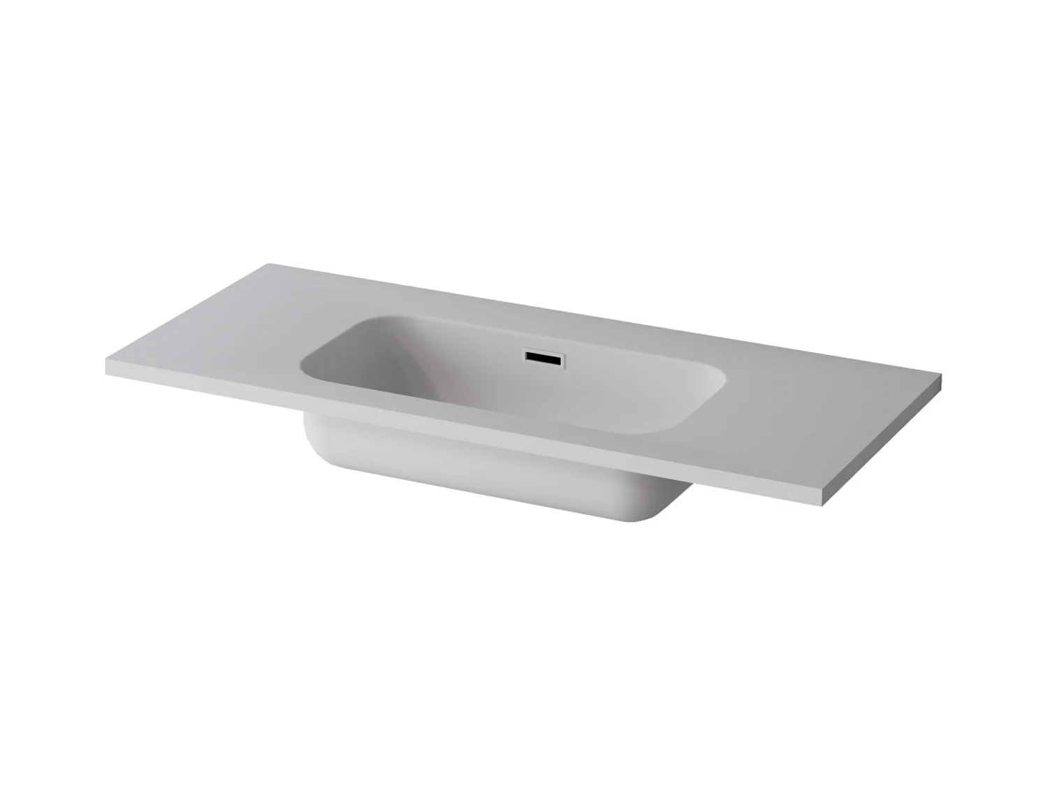 Meuble Salle de Bain POLE (61 cm x H54 x P45 cm), Plan Vasque Solide Surface MB, 2 Tiroirs, Laqué Greige Mat