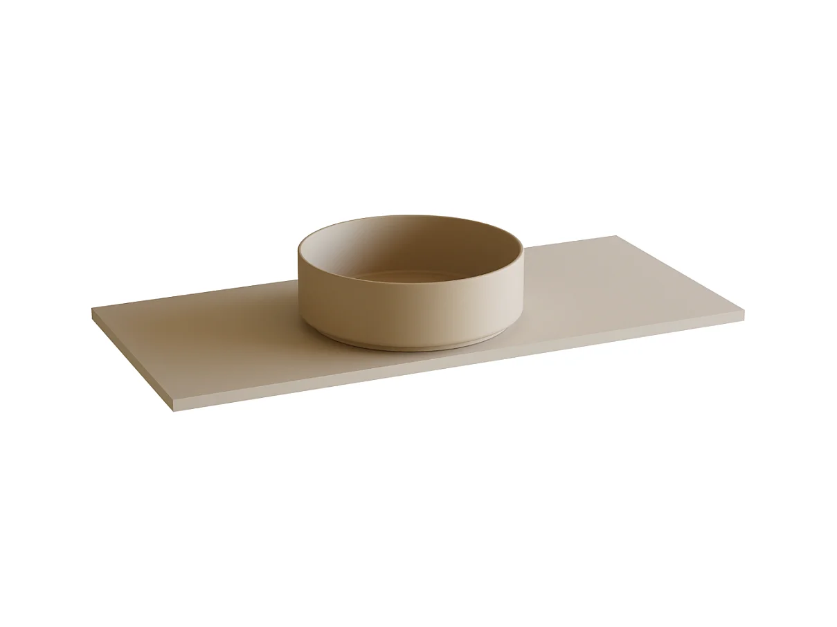 Meuble Salle de Bain POLE (61 cm x H54 x P45 cm), Plan Vasque Marin ROLL G.Mat, 2 Tiroirs, Laqué Greige Mat