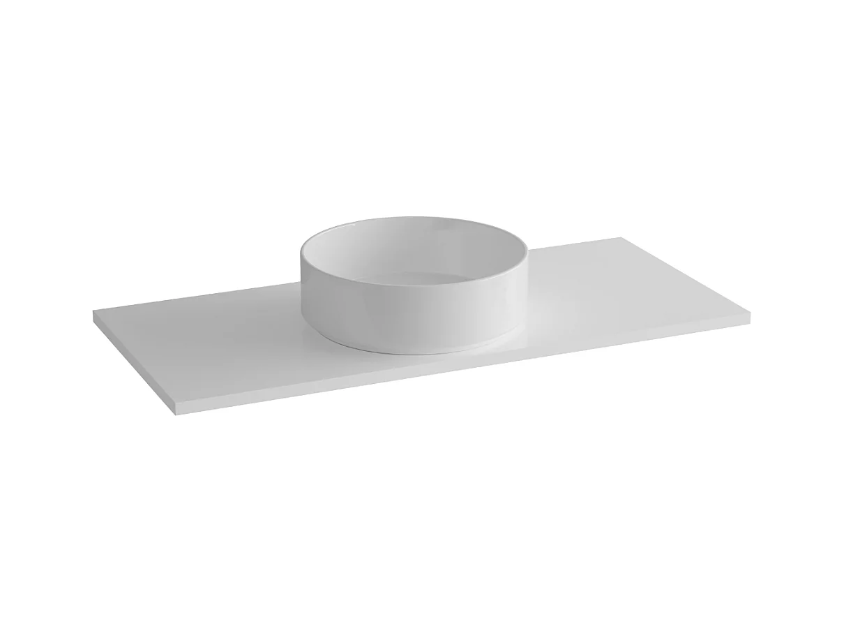 Meuble Salle de Bain POLE (61 cm x H54 x P45 cm), Plan Vasque Marin ROLL W.Brillant, 2 Tiroirs, Laqué Blanc Mat
