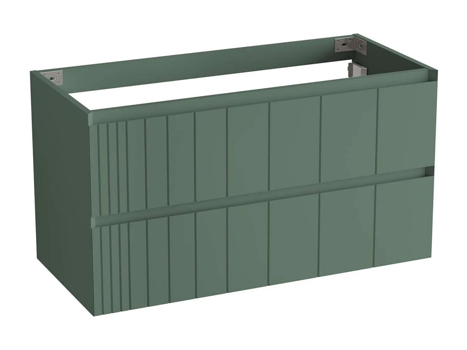 Meuble Salle de Bain POLE 60cm, Plan Vasque Grès Cérame, 2 Tiroirs, Laqué Vert Mint, H 54cm x P 45cm