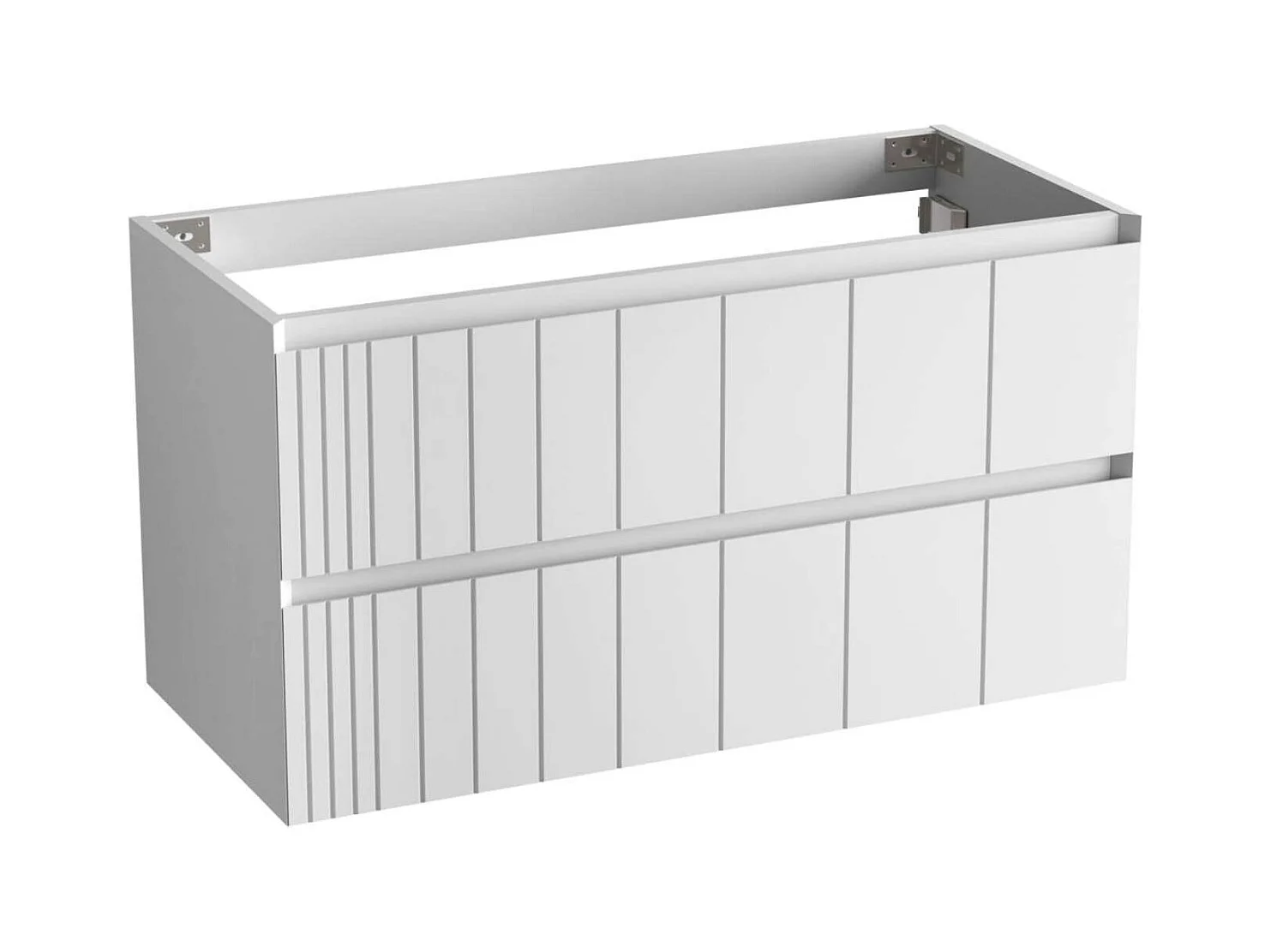 Meuble Salle de Bain POLE (101 cm x H54 x P45 cm), Plan Vasque Solide Surface MB, 2 Tiroirs, Laqué Blanc Mat