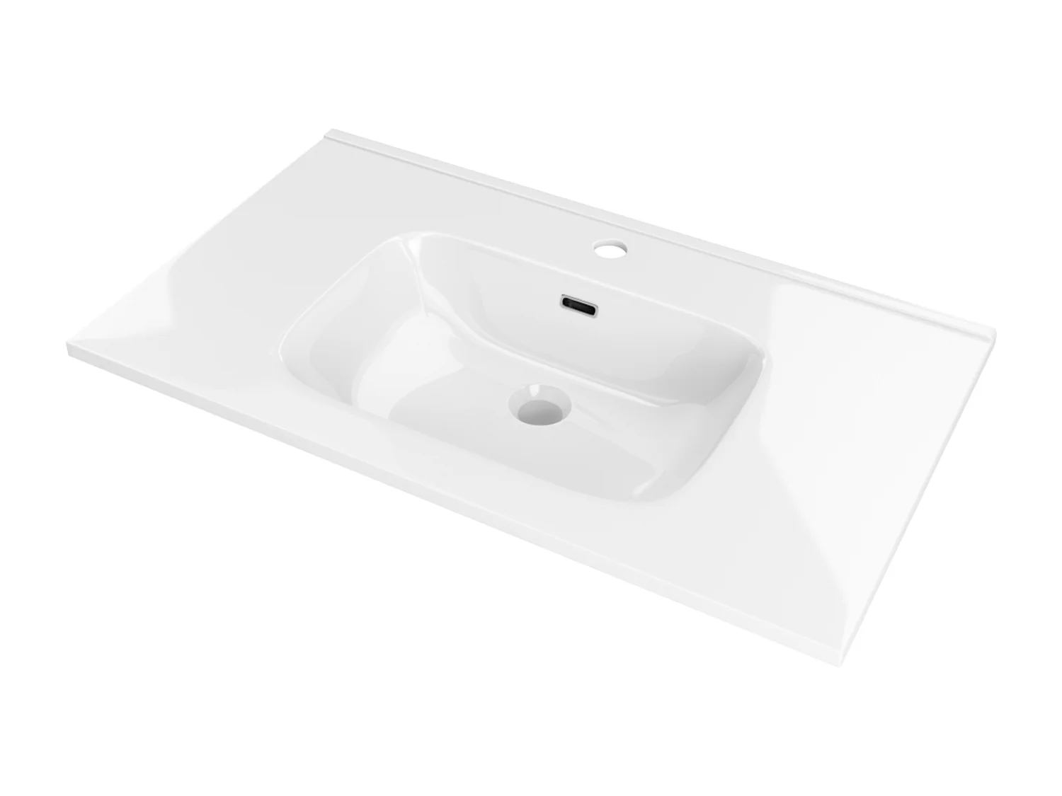 Meuble Salle de Bain POLE (61 cm x H54 x P45 cm), Plan Vasque Céramique WB, 2 Tiroirs, Laqué Greige Mat