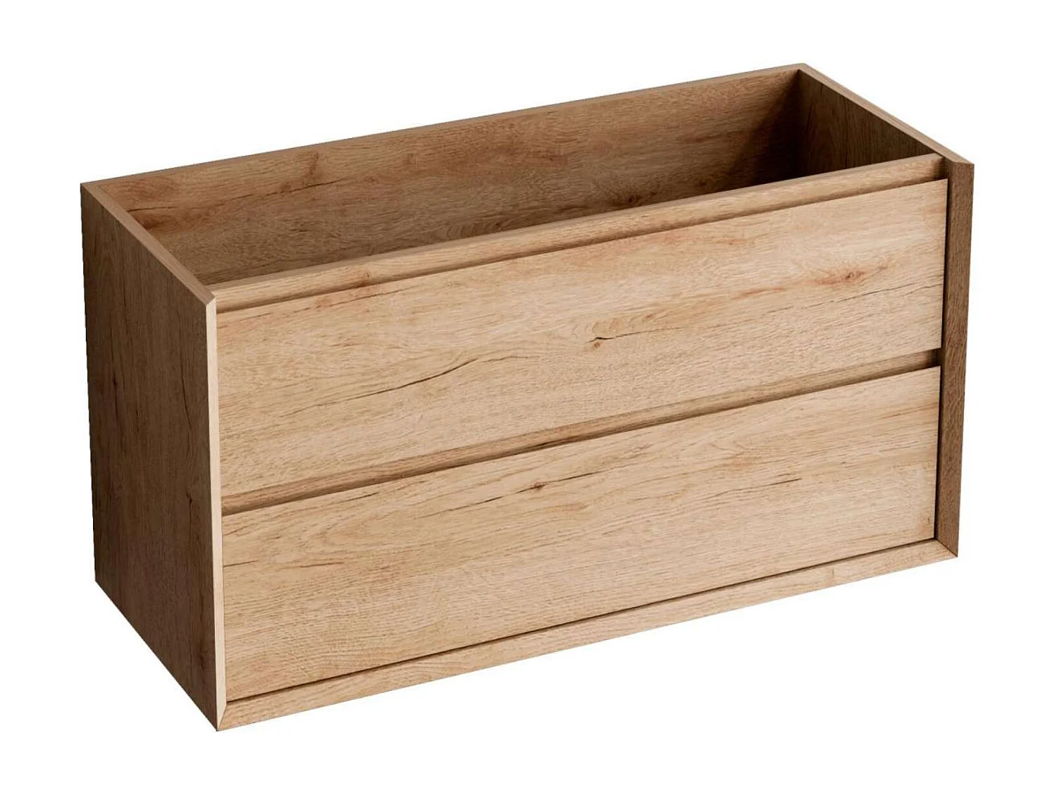 Meuble Salle de Bain COOL 80cm, Plan Vasque Marin ROLL, 2 Tiroirs, Finition Chêne Naturel, H 54cm x P 45cm