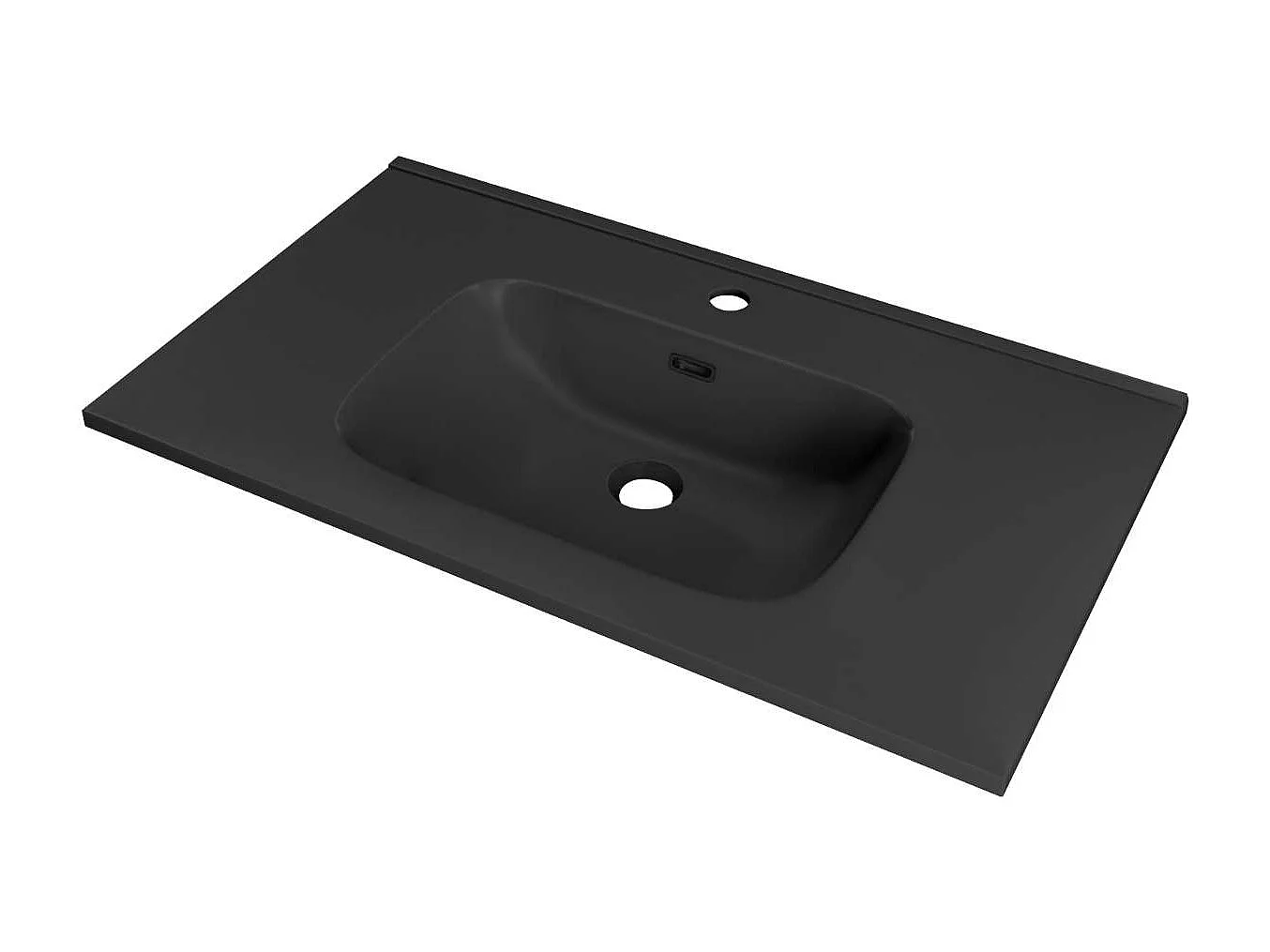 Meuble Salle de Bain COOL 80cm, Plan Vasque Céramique, 2 Tiroirs, Laqué Blanc Mat, H 54cm x P 45cm