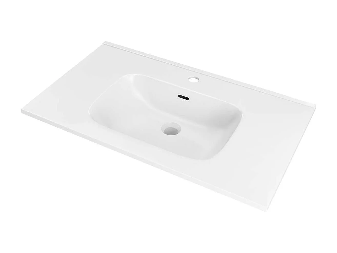 Meuble Salle de Bain COOL 60cm, Plan Vasque Céramique, 2 Tiroirs, Finition Chêne Naturel, H 54cm x P 45cm