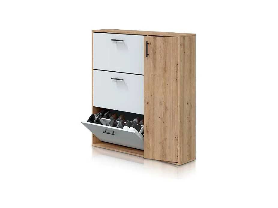 Zapatero Leia Blanco Artik (Blanco Mate) - Roble Nodi