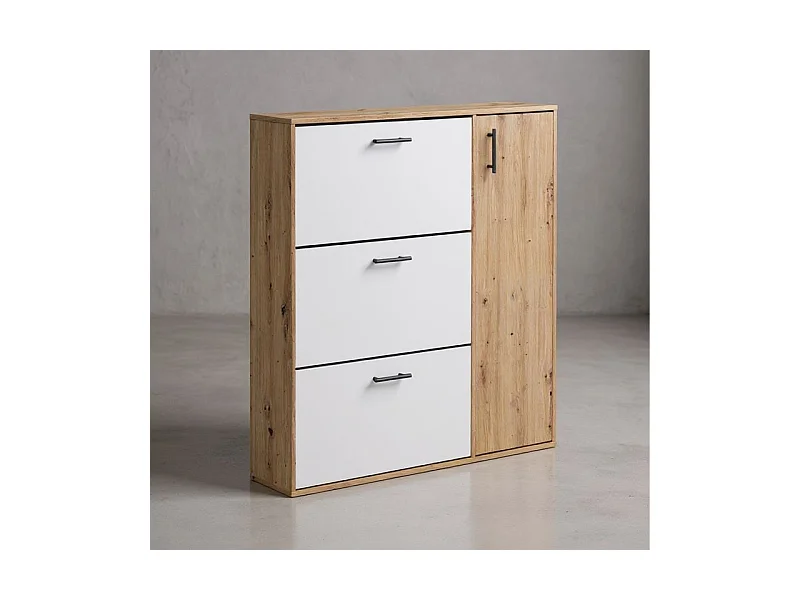 Zapatero Leia Blanco Artik (Blanco Mate) - Roble Nodi