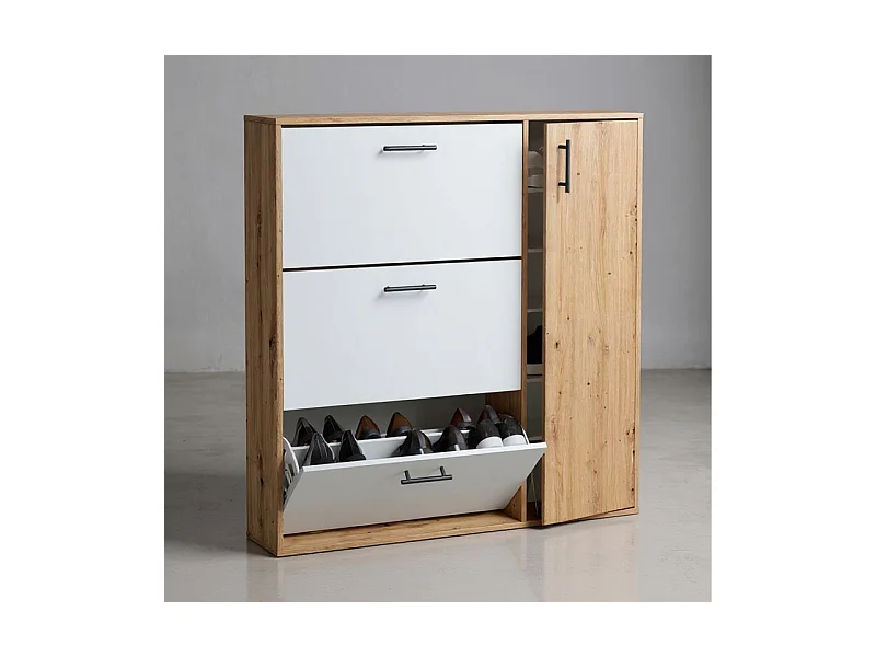 Zapatero Leia Blanco Artik (Blanco Mate) - Roble Nodi