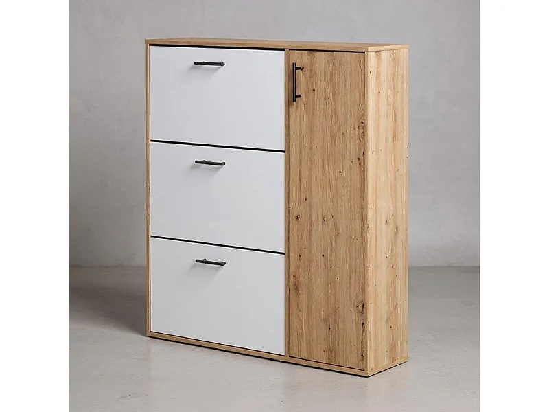 Zapatero Leia Blanco Artik (Blanco Mate) - Roble Nodi