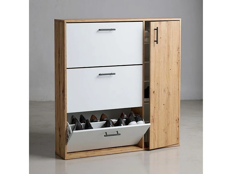 Zapatero Leia Blanco Artik (Blanco Mate) - Roble Nodi