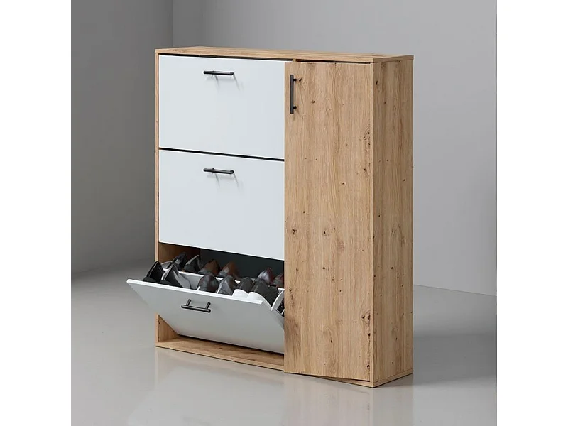 Zapatero Leia Blanco Artik (Blanco Mate) - Roble Nodi