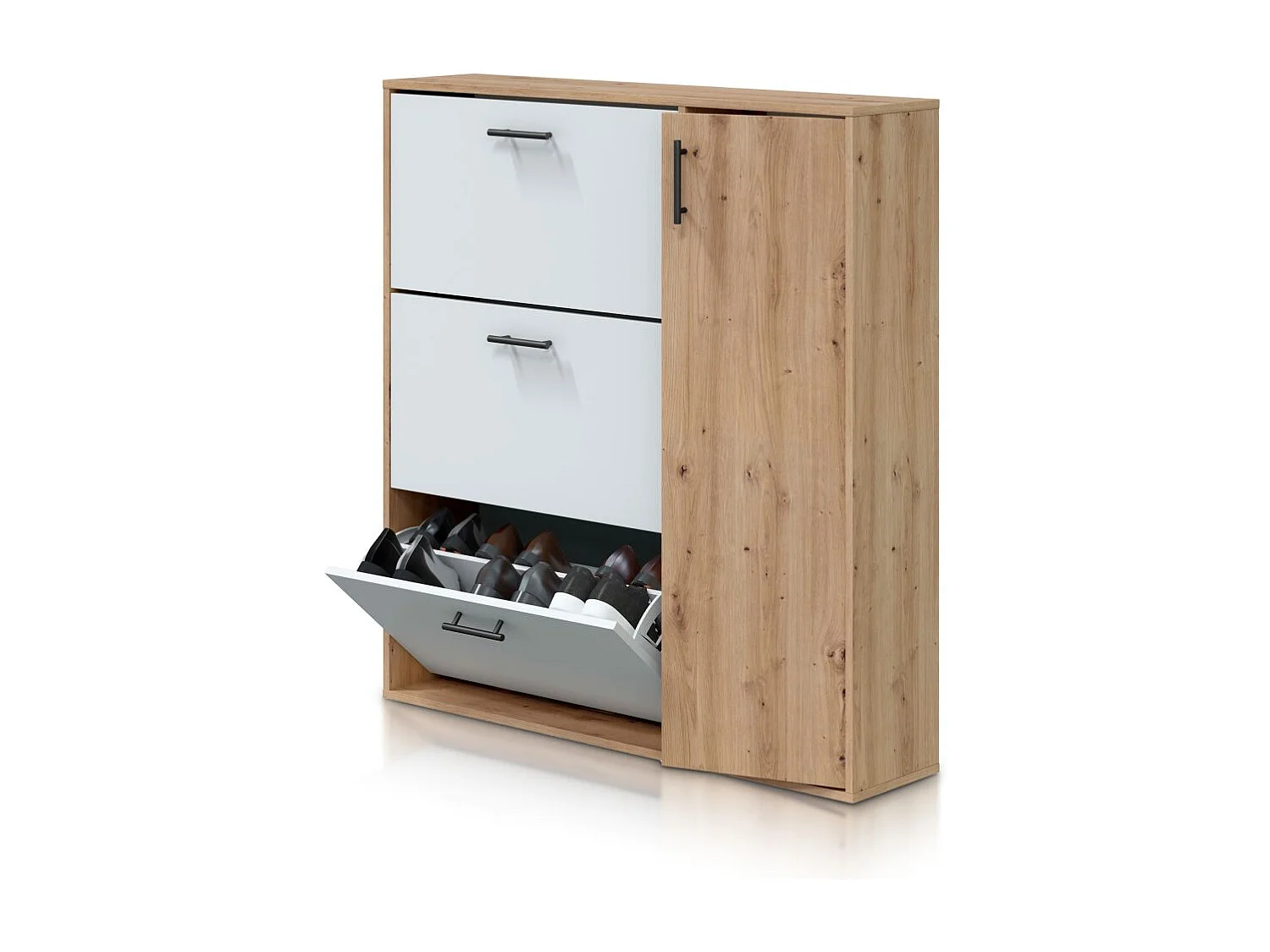 Zapatero Leia Blanco Artik (Blanco Mate) - Roble Nodi