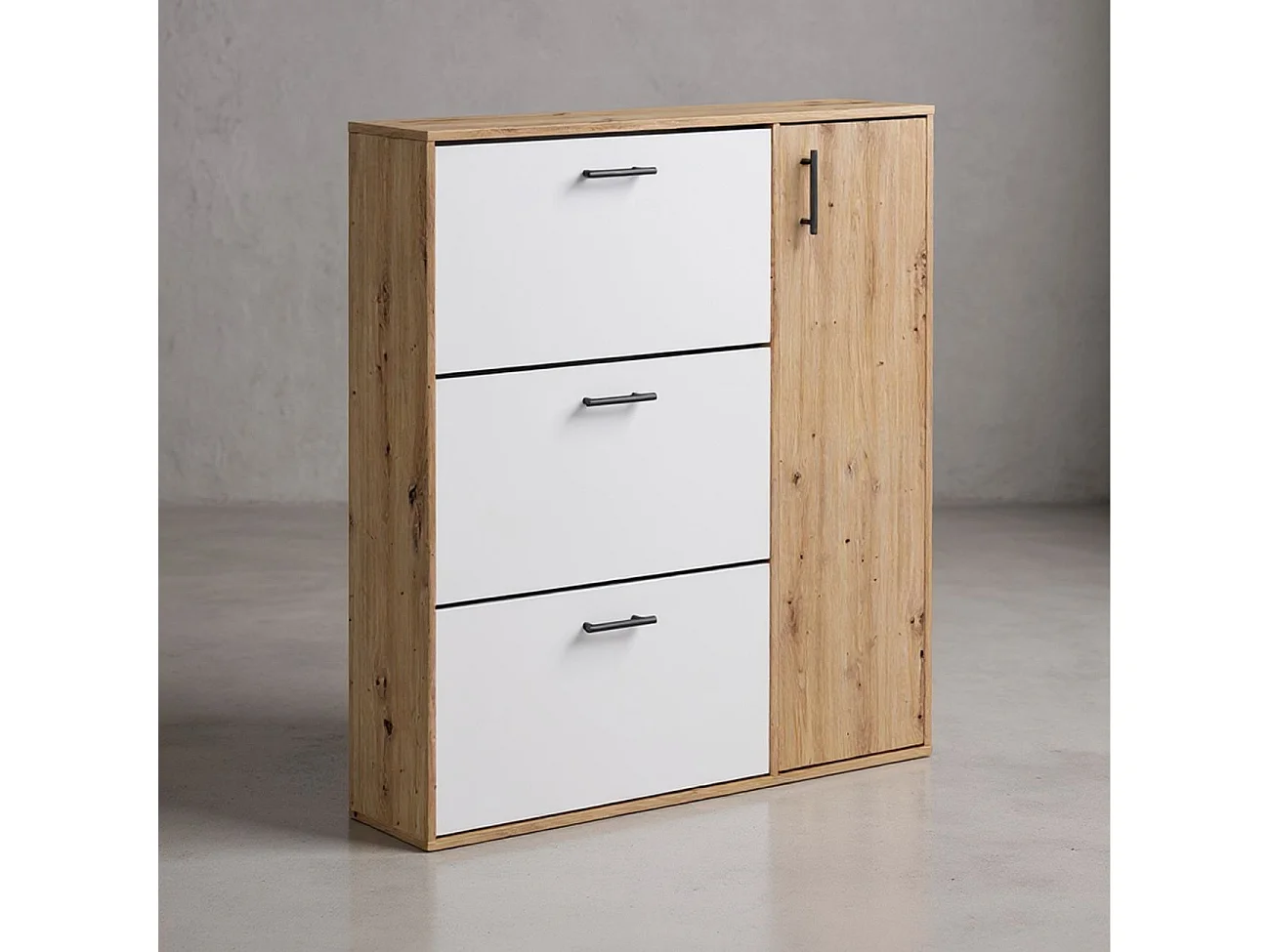 Zapatero Leia Blanco Artik (Blanco Mate) - Roble Nodi