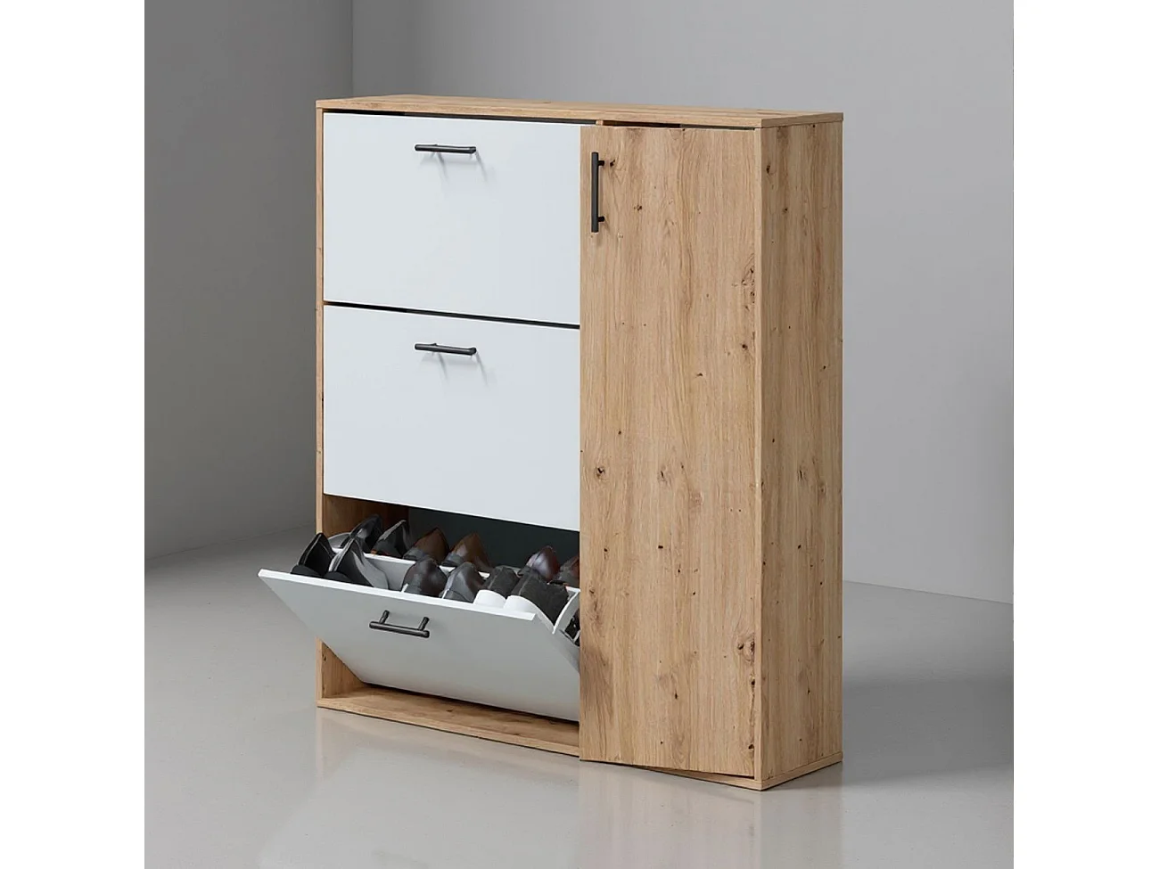 Zapatero Leia Blanco Artik (Blanco Mate) - Roble Nodi