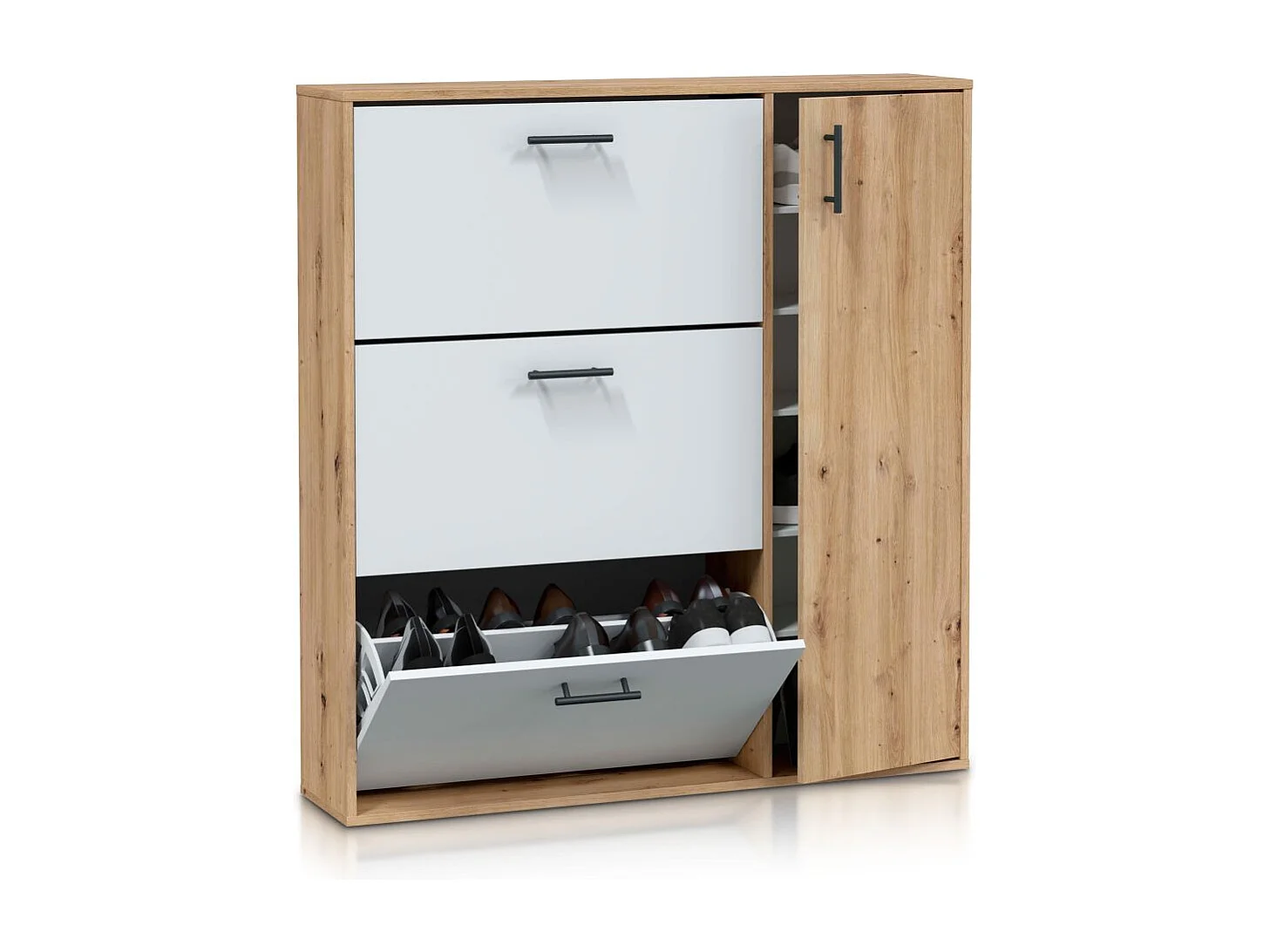 Zapatero Leia Blanco Artik (Blanco Mate) - Roble Nodi