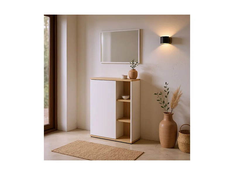 Recibidor Rice Blanco Artik (Blanco Mate) - Roble Canadian