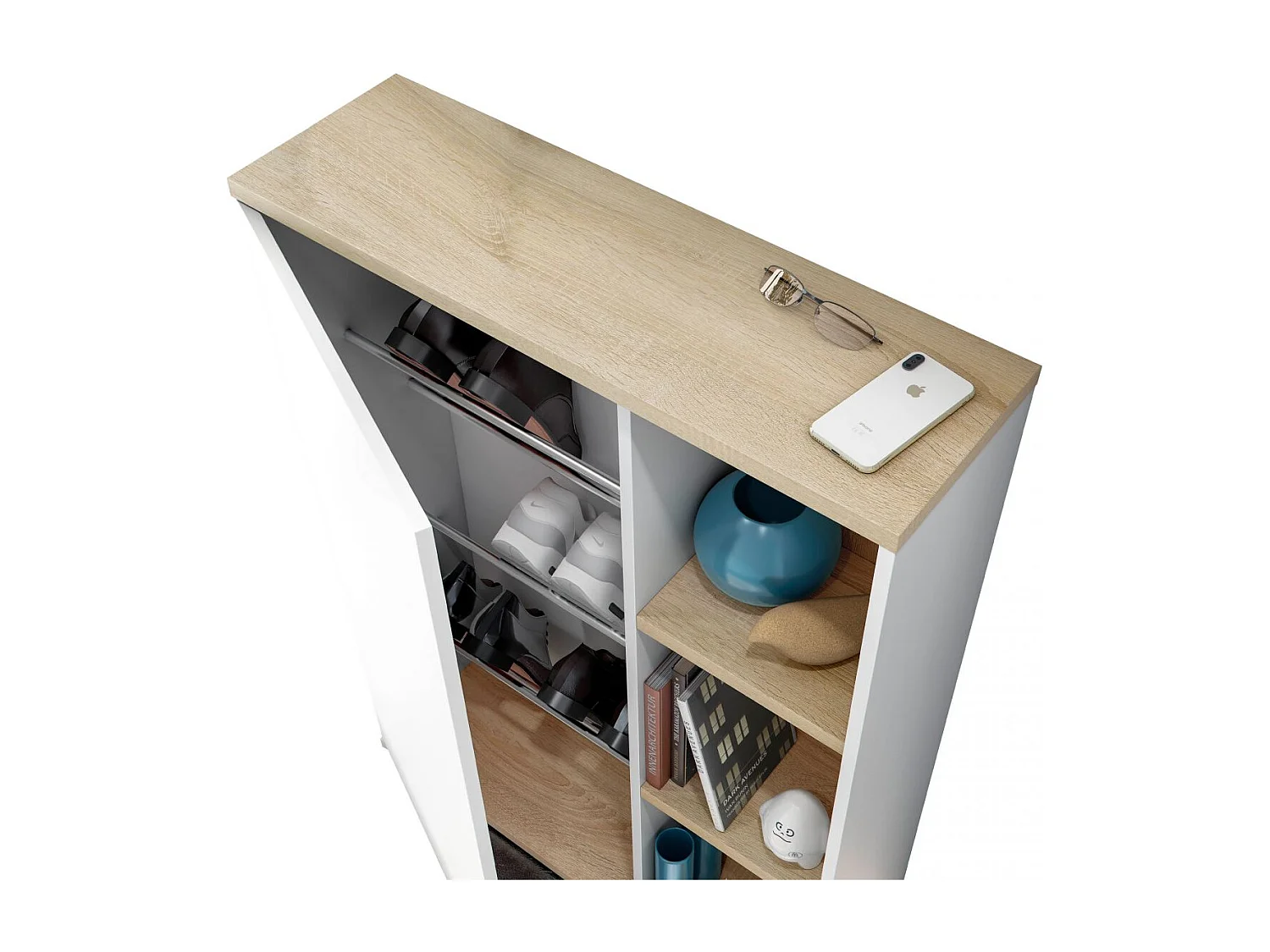 Recibidor Rice Blanco Artik (Blanco Mate) - Roble Canadian